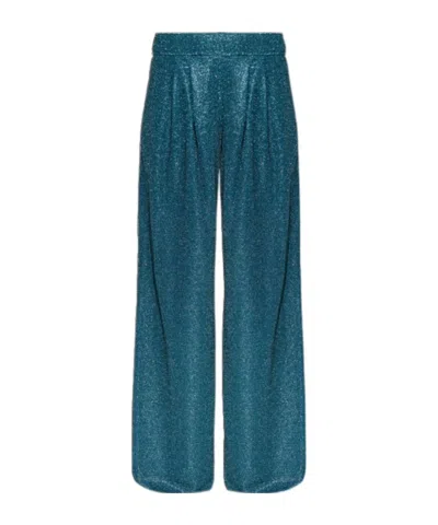 Oseree Lurex Palazzo Pants In Blue