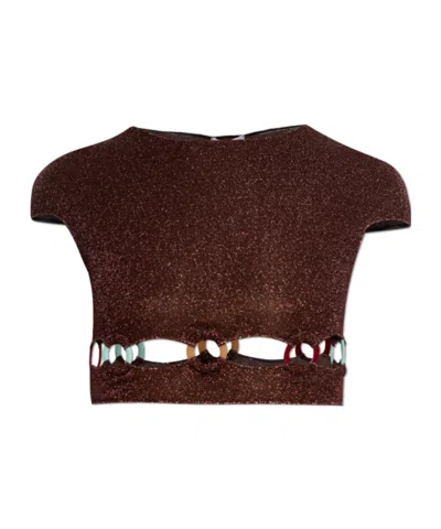 Oseree Ring Cut-out Top In Brown