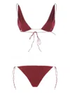 Oseree Lurex Triangle Bikini In Burgundy