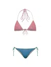 Oseree Lurex-thread Triangle Bikini In Pink