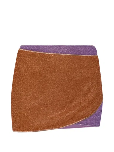 Oseree Lurex-thread Wrap-style Skirt In Brown