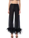 OSEREE LUXURIOUS BLACK FEATHER PANTS FOR WOMEN