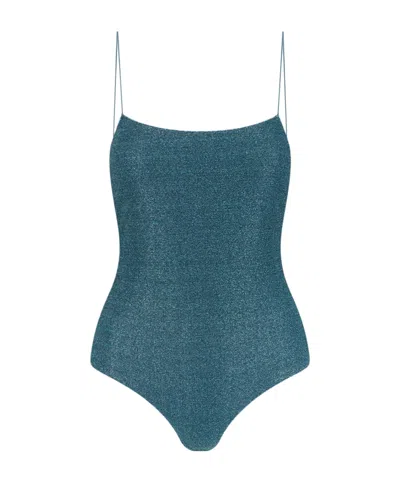 Oseree Osree Maillot Lurex One-piece Swimsuit In Blue