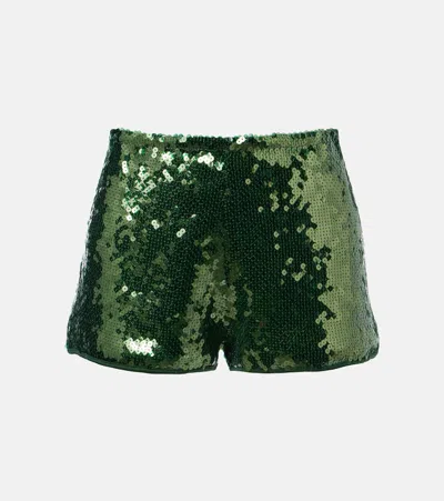 Oseree Marilyn Embellished Shorts In Green