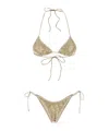 Oseree Marylin Polyester Sequin Halter Triangle Bikini In Brown