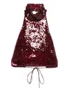Oseree Marylin Sequin Halterneck Crop Top In Red