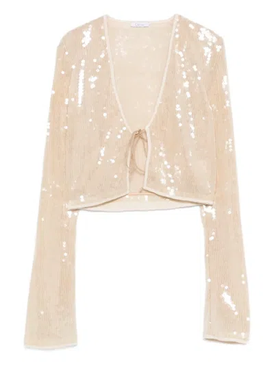 Oseree Marylin Sequin Tie Top In Multi