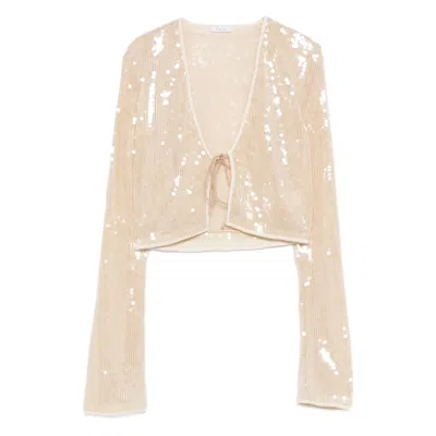 Oseree Marylin Sequin Tie Top In Multi