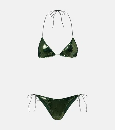 Oseree Marylin Sequined Bikini In Green