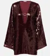 Oseree Womens Burgundy Marylin V-neck Sequin-embellished Kaftan