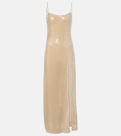 Oseree Oséree Marylin Sequined Maxi Dress In Brown