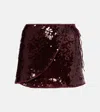 Oseree Marylin Sequined Tulle Wrap Mini Skirt In Burgundy