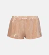 Oseree Marylin Sequined Shorts In Neutrals