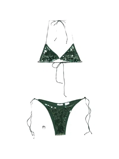 Oseree Marylin Sequinned Bikini In Green