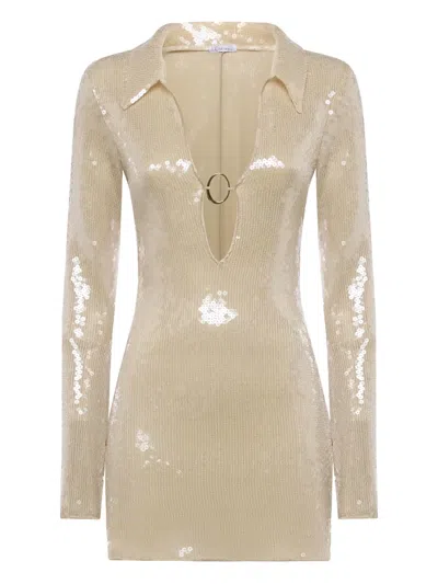Oseree Marylin Sequinned Mini Dress In Neutral