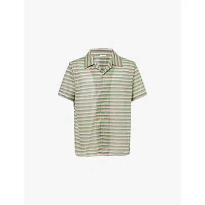 Oseree Mens Lolita Metallic-striped Woven Shirt Multi-coloured