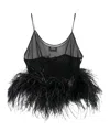 Oseree Sheer Mesh Plumage Spaghetti Strap Top