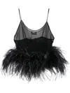 Oseree Sheer Mesh Plumage Spaghetti Strap Top