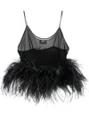 Oseree Sheer Mesh Plumage Spaghetti Strap Top