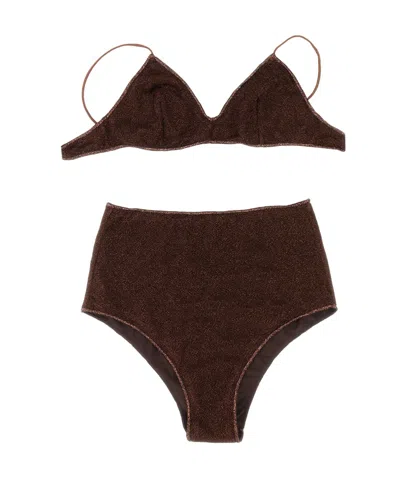 Oseree Metallic-detail Two-piece Bikini In Brown