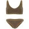 Oseree Metallic Gold Bikini Set In Brown