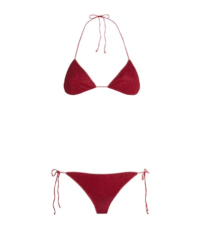 Oseree Oséree Metallic Lumière Bikini In Red