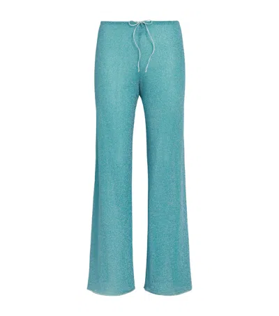 Oseree Oséree Metallic Lumière Wide-leg Trousers In Blue