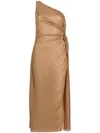 Oseree Toffee Lumiere One-shoulder Midi Dress