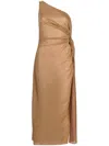Oseree Toffee Lumiere One-shoulder Midi Dress