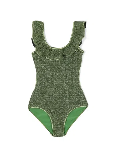 Oseree Kids' Metallic Open-back Swimsuit In Green