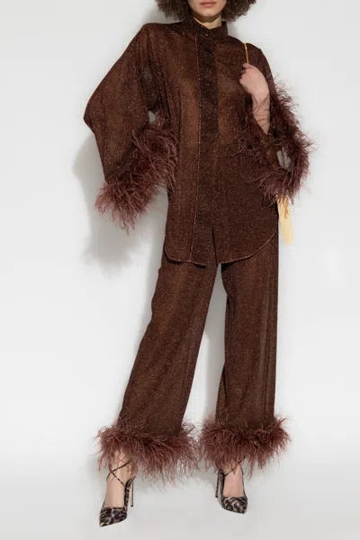 Oseree Metallic Shirt In Brown