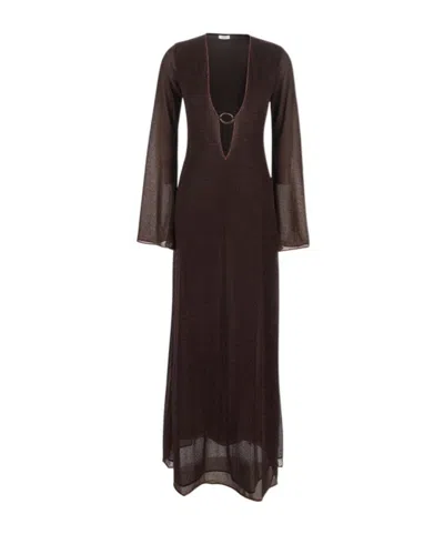 Oseree Metallic Stretch-knit Kaftan In Black