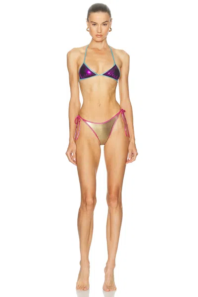 Oseree Metallic Triangle Bikini Set In Multi