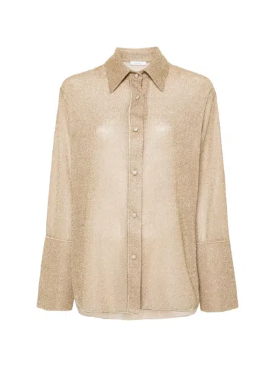 Oseree Metallic-effect Button-up Shirt In Neutral
