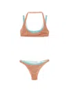 Oseree Metallic-effect Layered Bikini In Brown