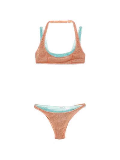 OSEREE METALLIC-EFFECT LAYERED BIKINI