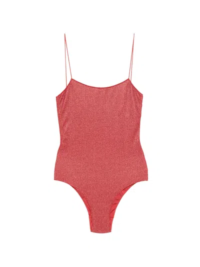 Oseree Metallic-effect Swimsuit In Red