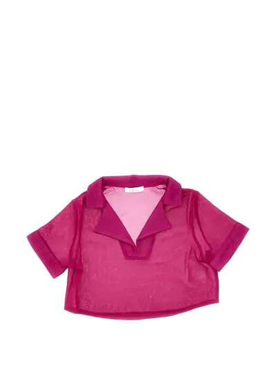 Oseree Kids' Metallic-finish Cropped Top In Pink