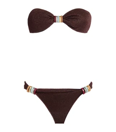 Oseree Multi-ring Lumière Bikini In Brown