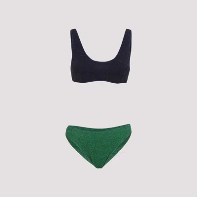 Oseree Oséree Emerald And Night Blue Glittery Two-piece Bikini In Multi