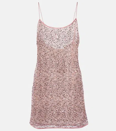Oseree Netquins Slip Dress In Pink & Purple