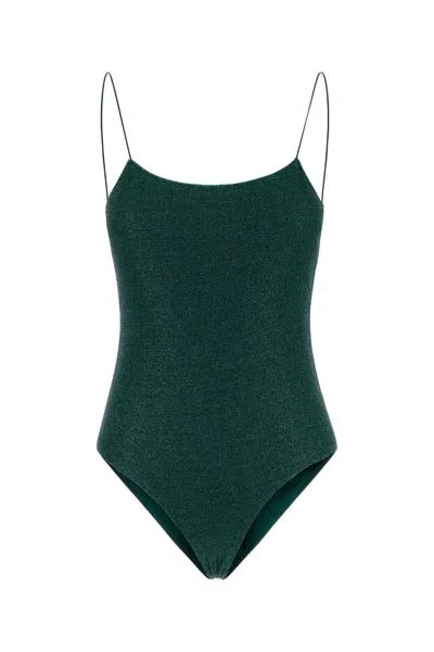 Oseree Nylon Blend Swimsuit With Metallic Fiber Lining In Green
