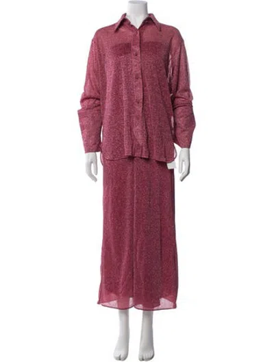 Pre-owned Oseree Nylon Glitter Accents Dress Set In Metallic/pink