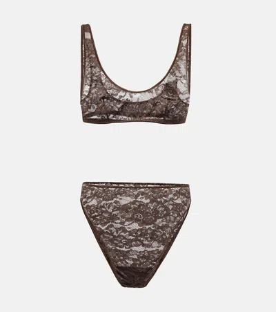 Oseree O-lover Bra And Underwear Set In Brown