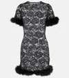 Oseree Oséree O-lover Feather-trimmed Minidress In Black