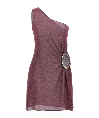 Oseree One-shoulder Lurex Minidress In Red