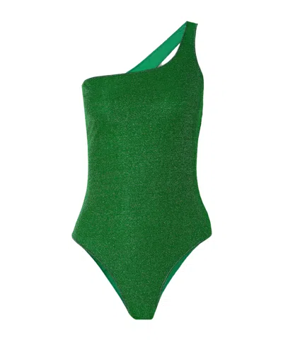 Oseree Shine One-shoulder Glittered Swimsuit In Unknown