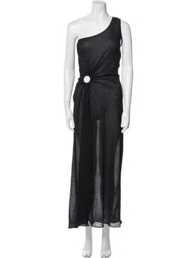 Pre-owned Oseree One-shoulder Long Dress In Black