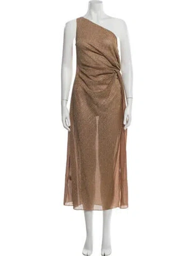 Pre-owned Oseree One-shoulder Long Dress In Brown