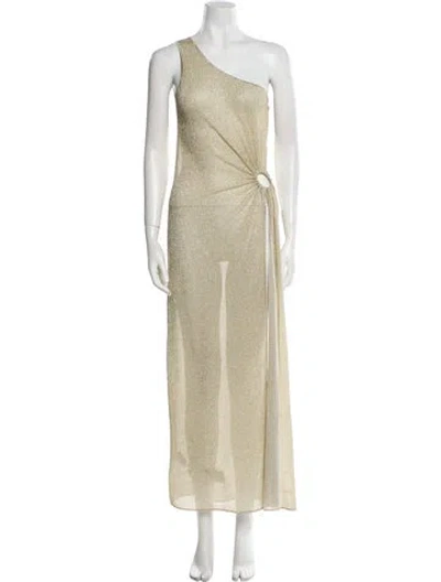 Pre-owned Oseree One-shoulder Long Dress In Gold
